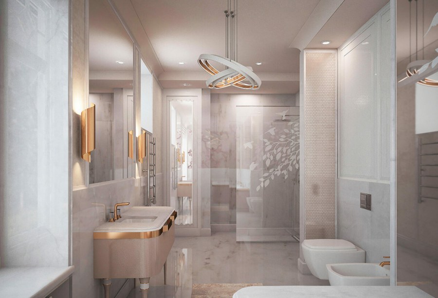 Ванная комната в бежевых тонах