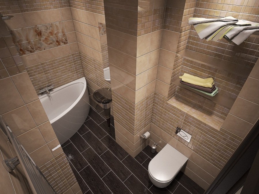 Ванна в коричнево бежевых тонах