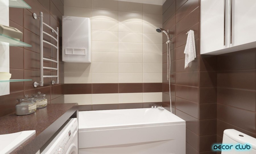 Ванная комната коричнево-бежевая