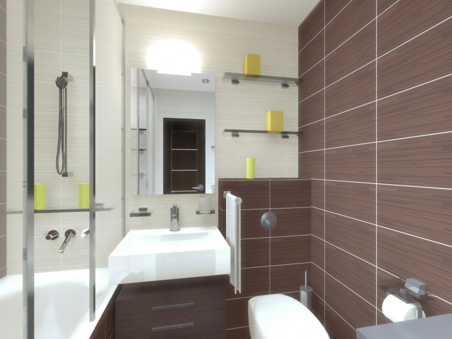 Ванная в коричнево-бежевых тонах