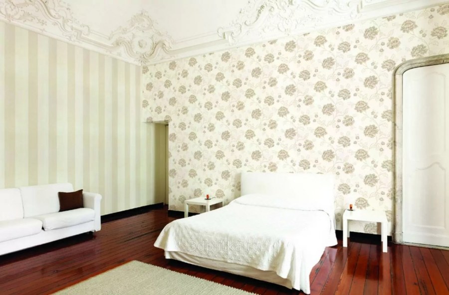 Спальни оклеенные обоями