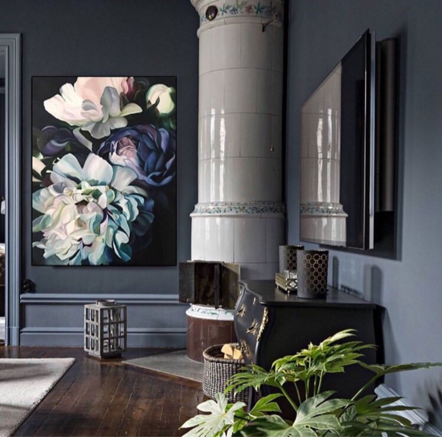 Картины с пионами в интерьере