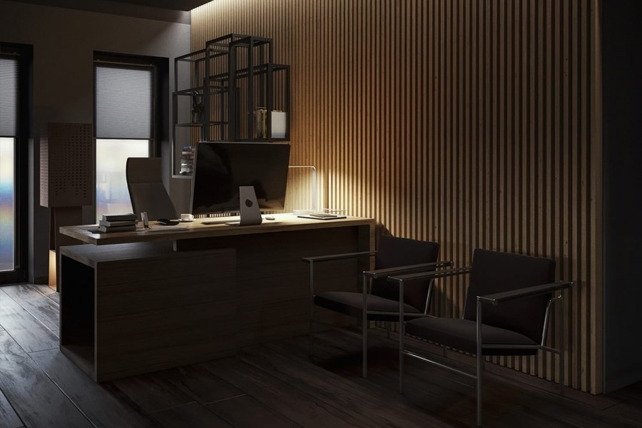 Кабинет в стиле брутализм