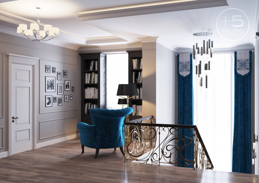 Интерьер коттеджа в современном стиле с элементами классики