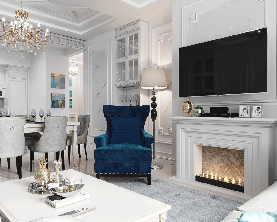 Белый камин Неоклассика Неоклассика