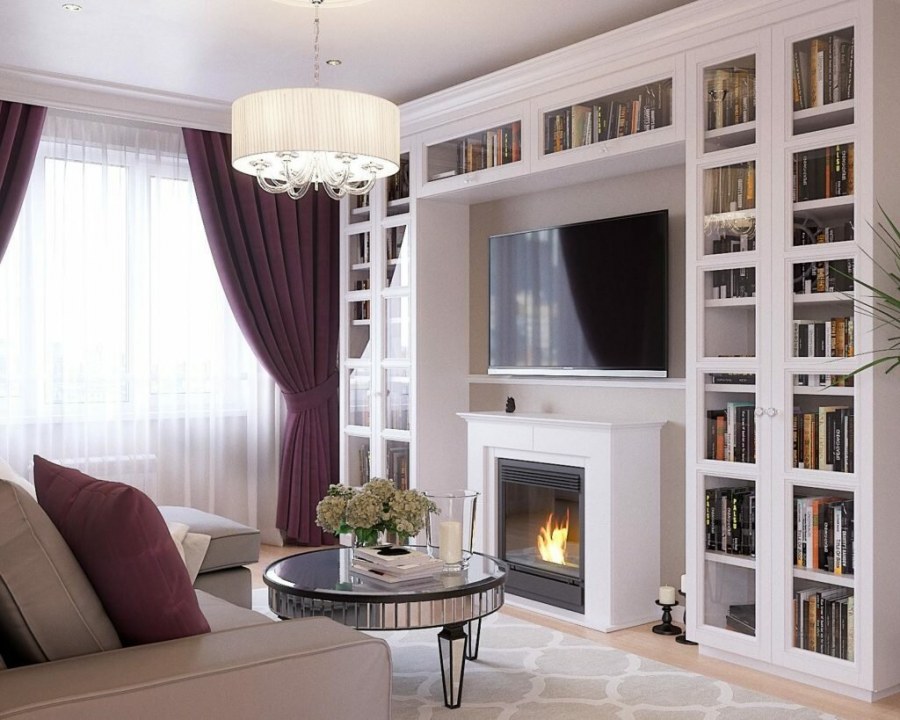 Шкаф с камином и телевизором