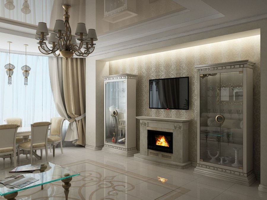 Гостиная с эркером в классическом стиле