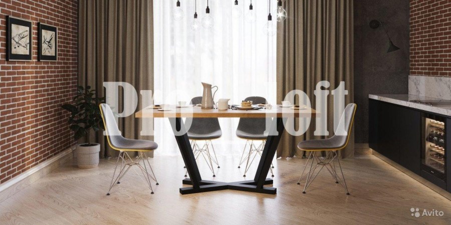 Стол обеденный лофт 1500х800