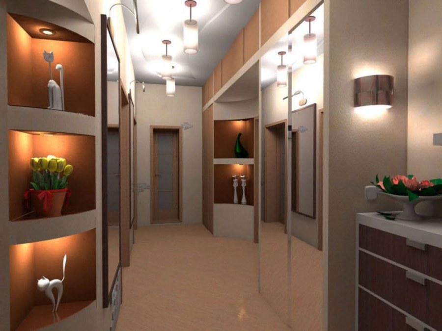 Прихожая с рейками на стене