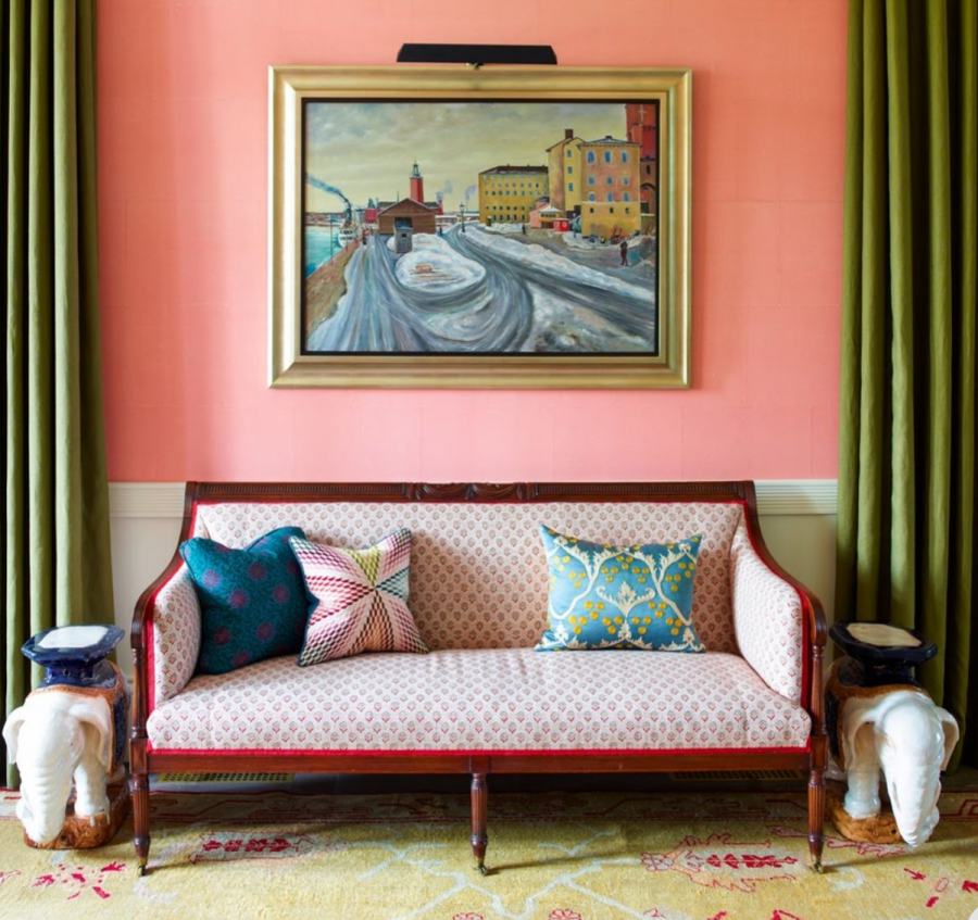 Персиковый и оливковый цвет в интерьере