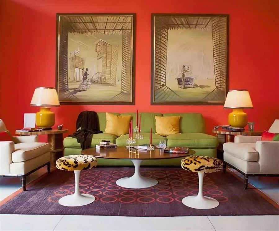 Терракотовый и оливковый в интерьере