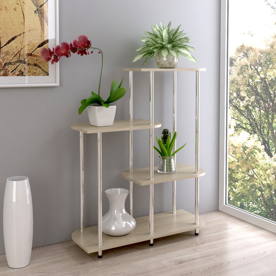 Стеллаж для цветов Каскад ясень шимо светлый