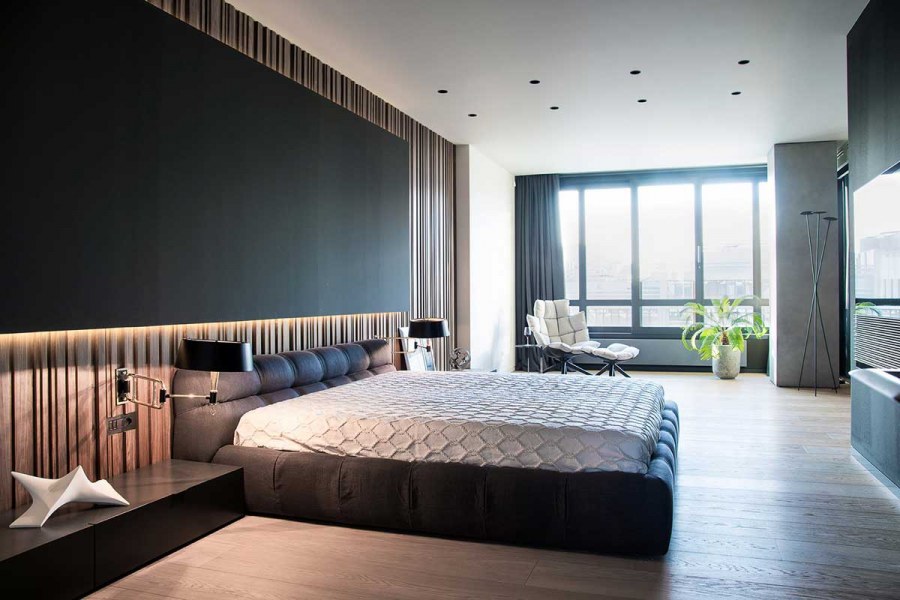 Большая спальня в современном стиле