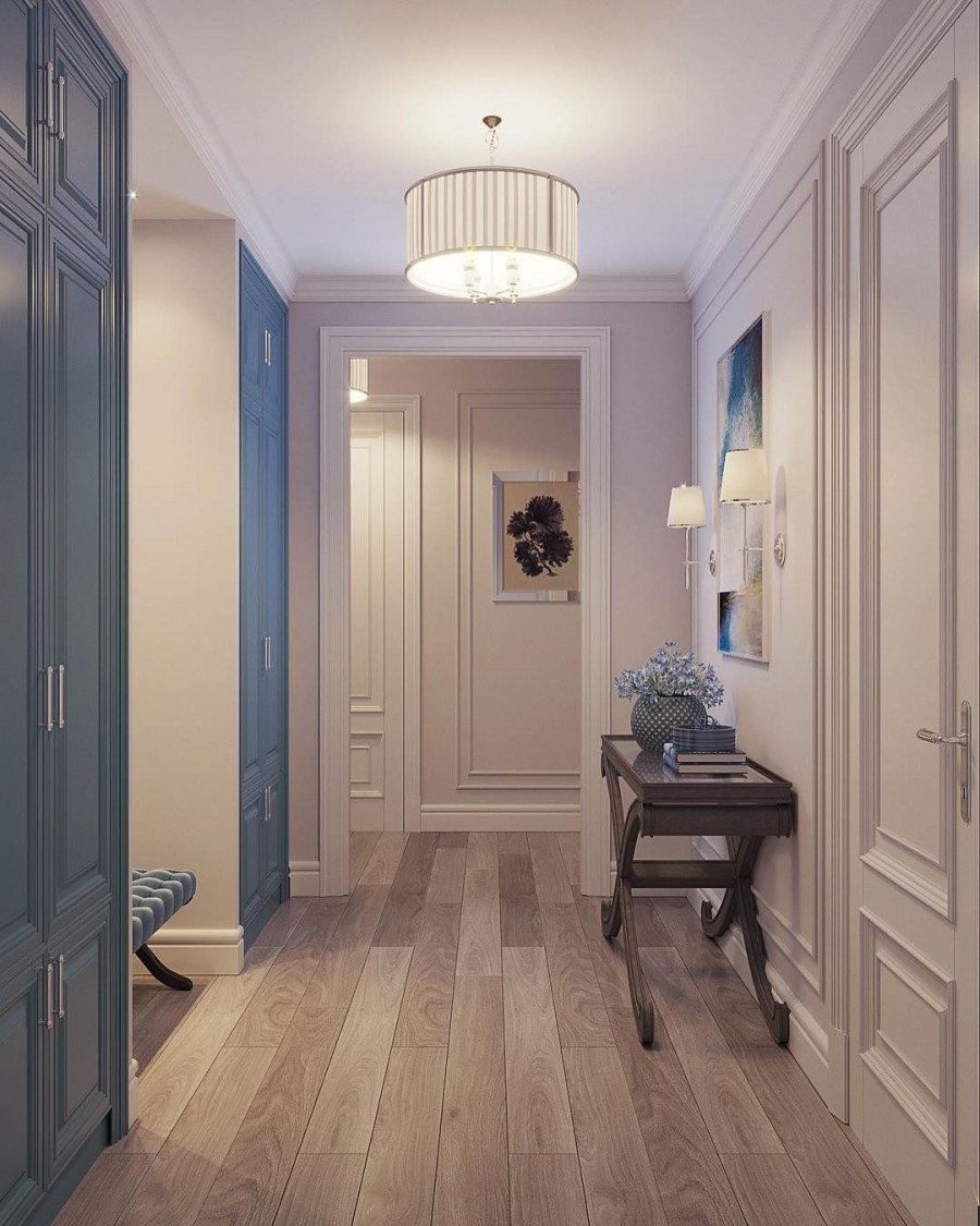 Серо голубая прихожая