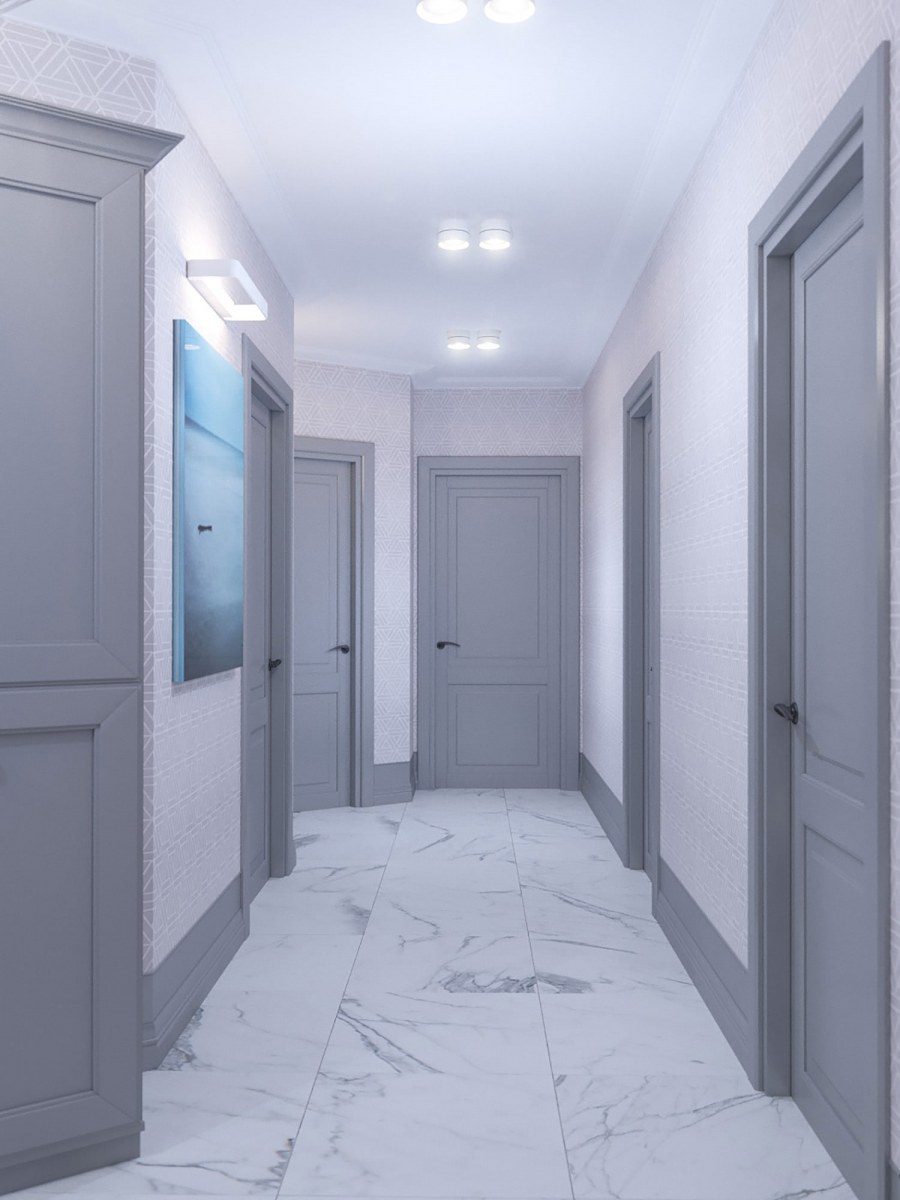 Серая плитка в прихожей