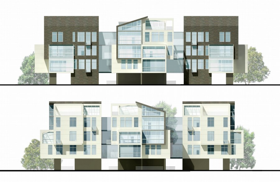 Фасады жилых домов средней этажности