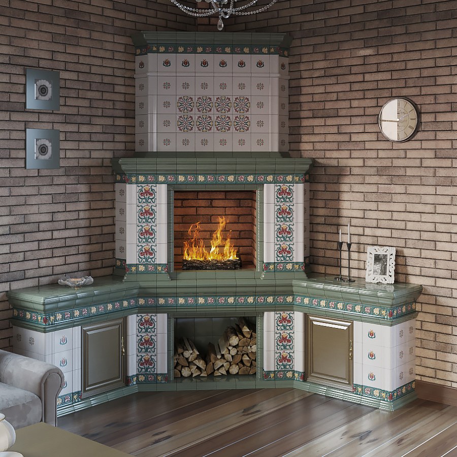 Изразцовый камин в стиле Прованс