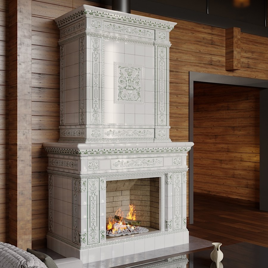 Изразцовая печь-камин Дорф