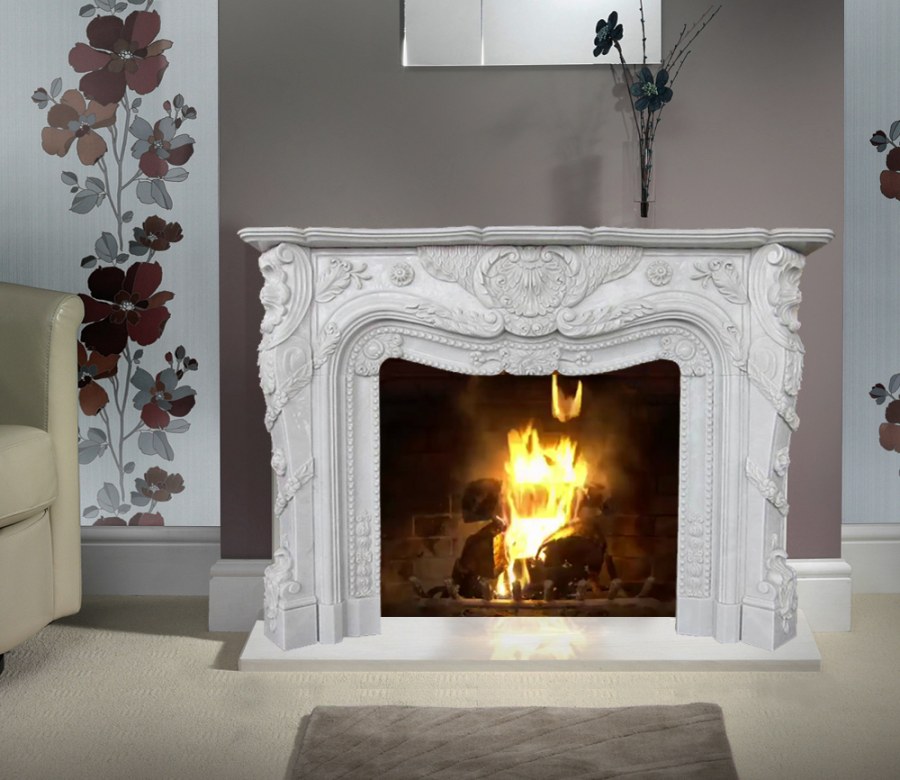 Камины из мрамора Бьянка Коррара