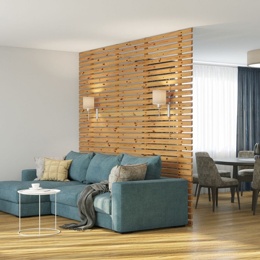 Планкен из лиственницы в интерьере спальни