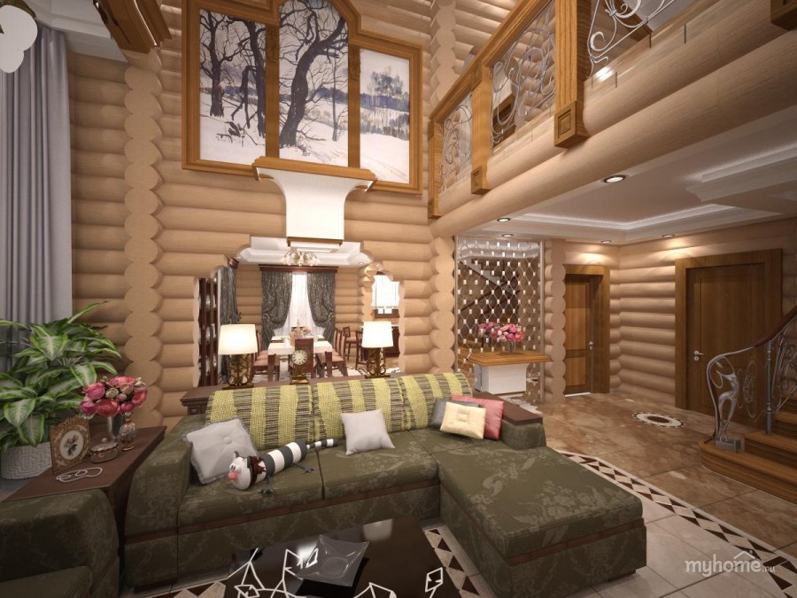 Интерьер бревенчатого дома