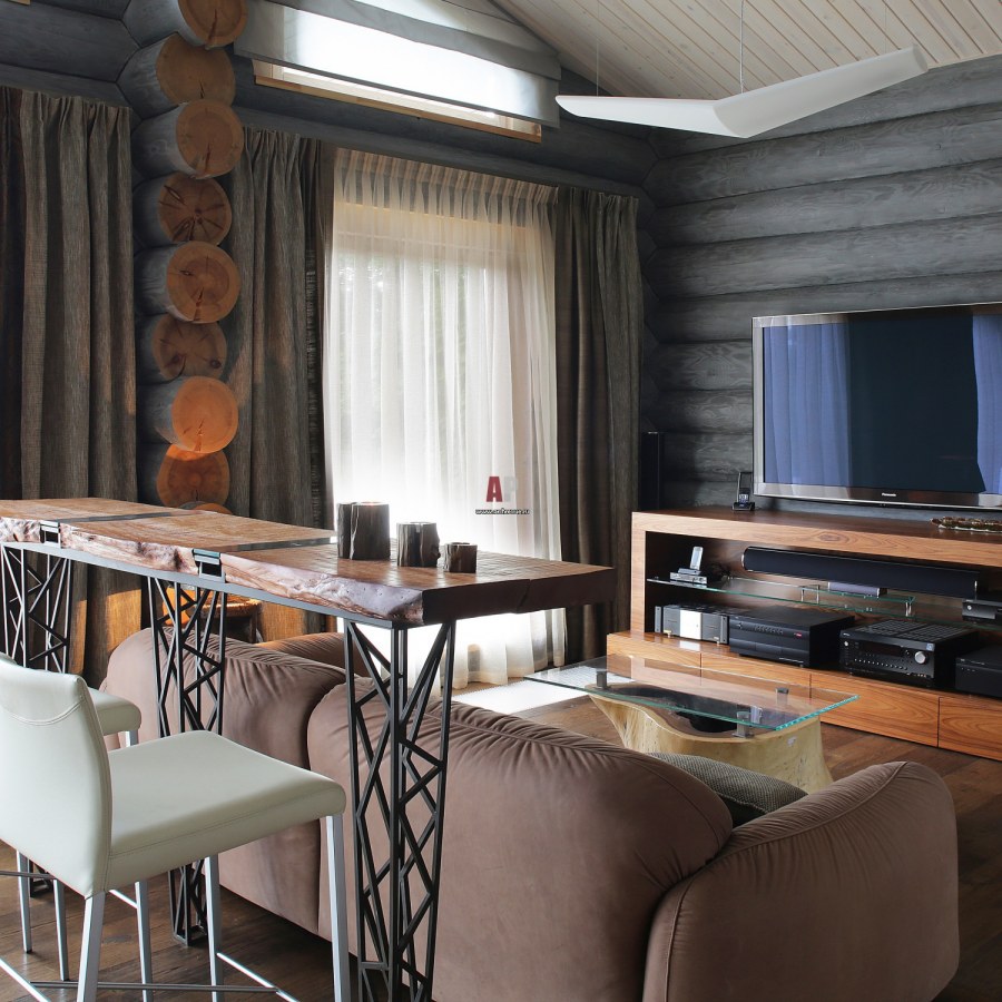 Барная стойка в бревенчатом доме