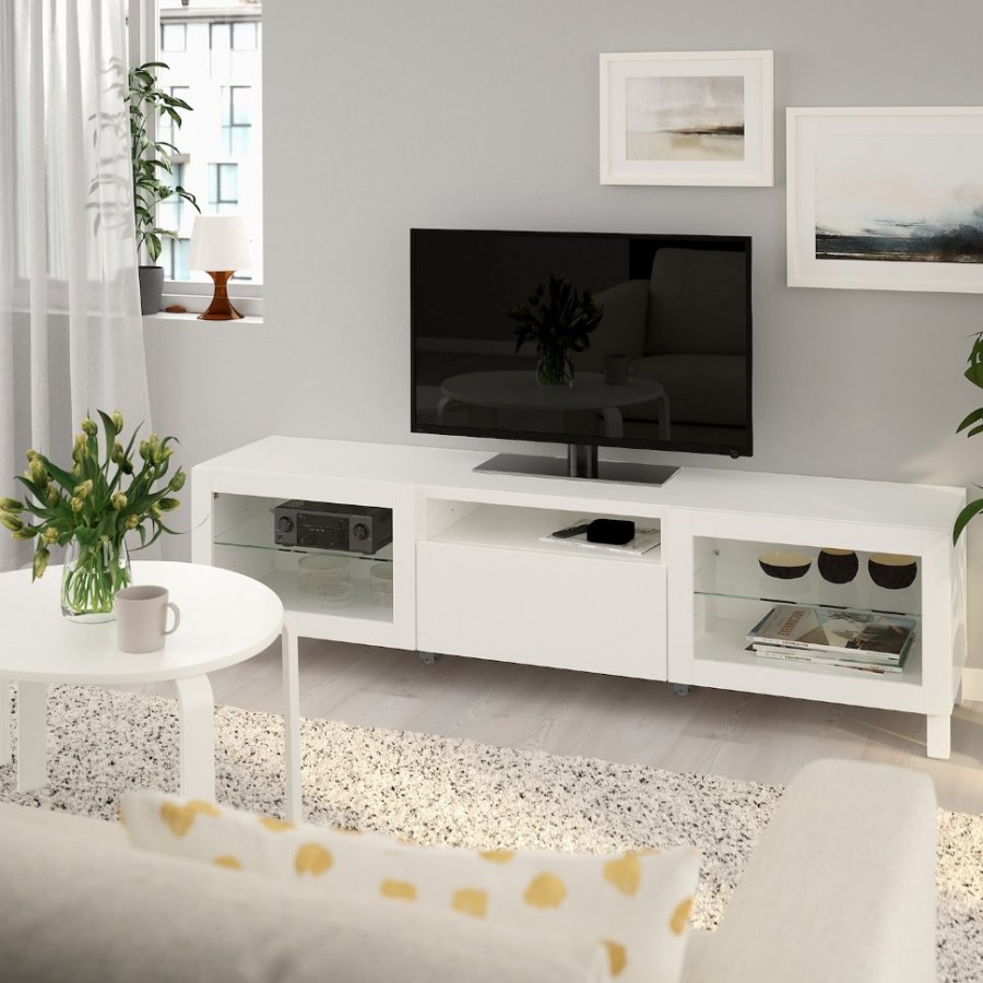Тумба под ТВ, белый/Ханвикен белый180x42x39 см