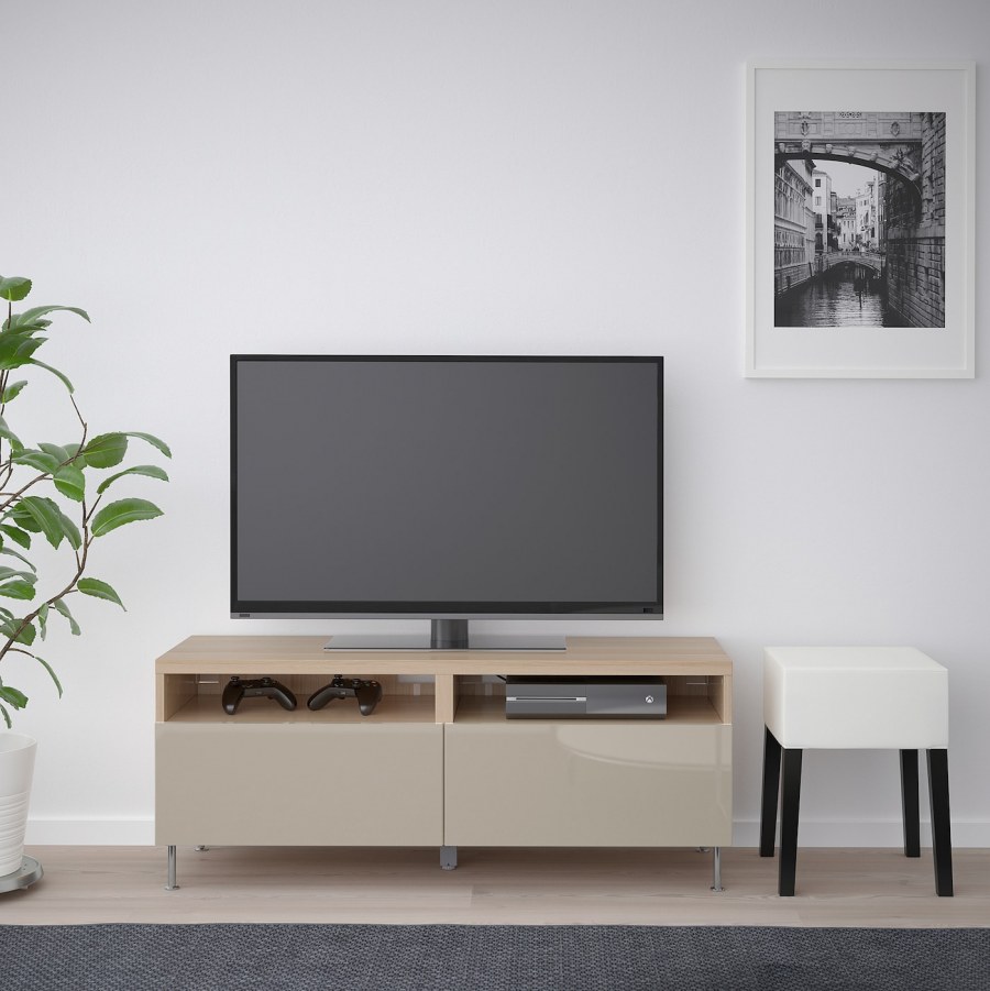 БЕСТО тумба под ТВ, белый, 120x40x38 см