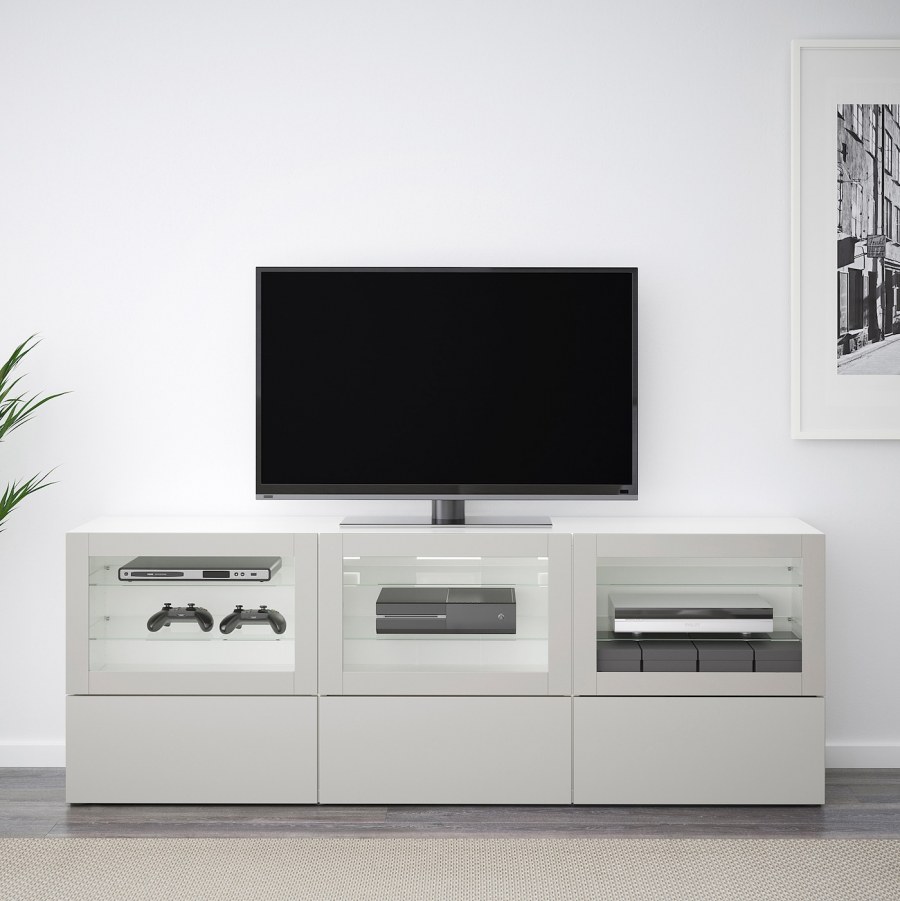 БЕСТО тумба под ТВ, С дверцами, белый, Лаппвикен белый180x42x38 см