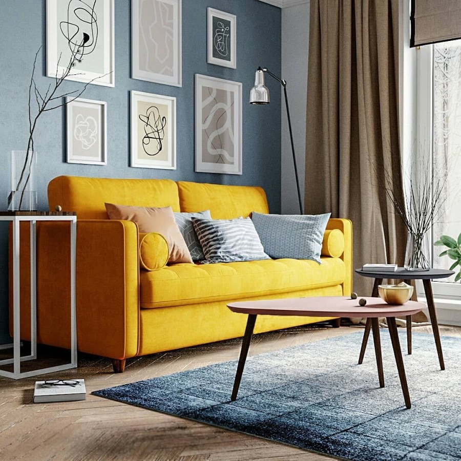 Розовый диван в интерьере