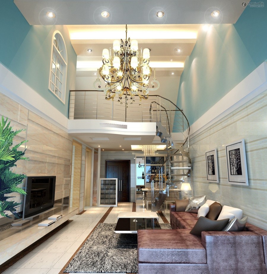 Гостиная с высокими полами