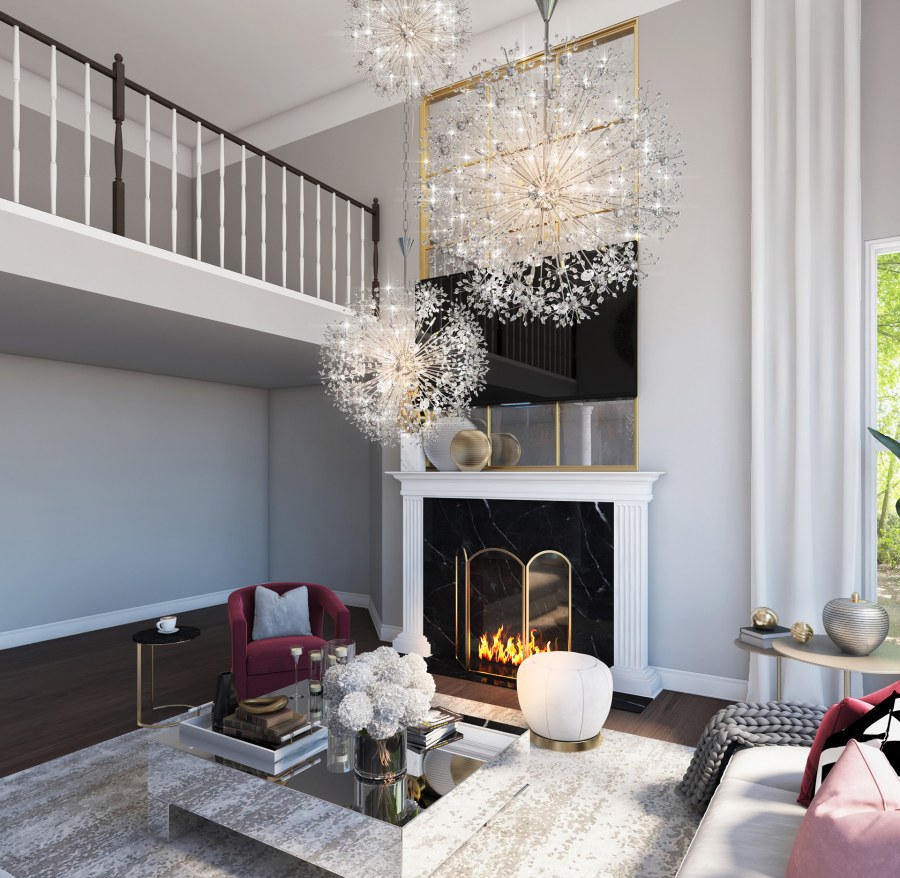 Интерьер с высокими потолками