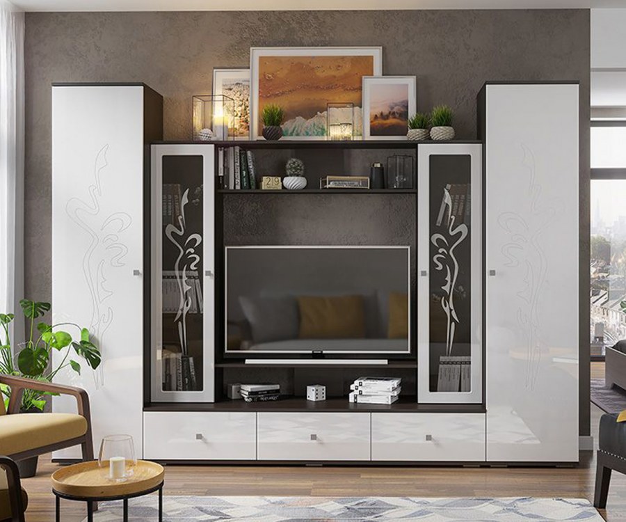 Стенка Летиция (венге/белый глянец)