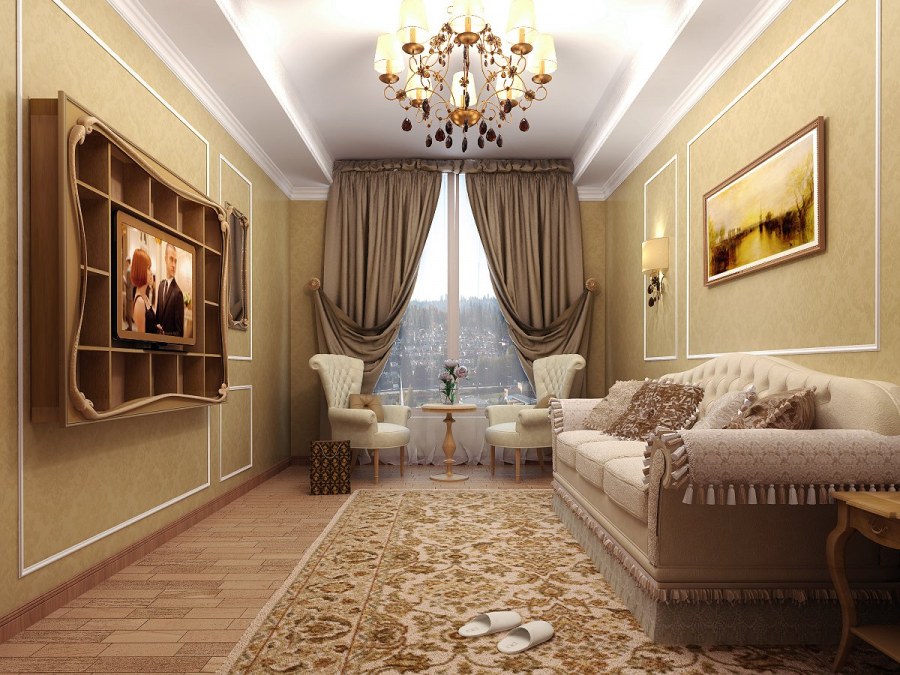 Неоклассика гостиная 20кв