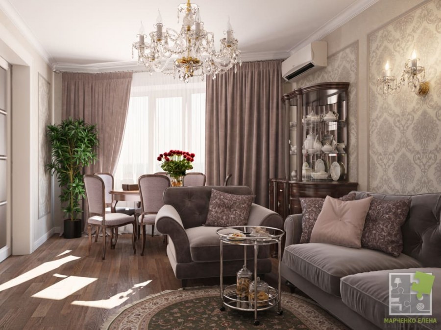 Гостиная в стиле легкая классика