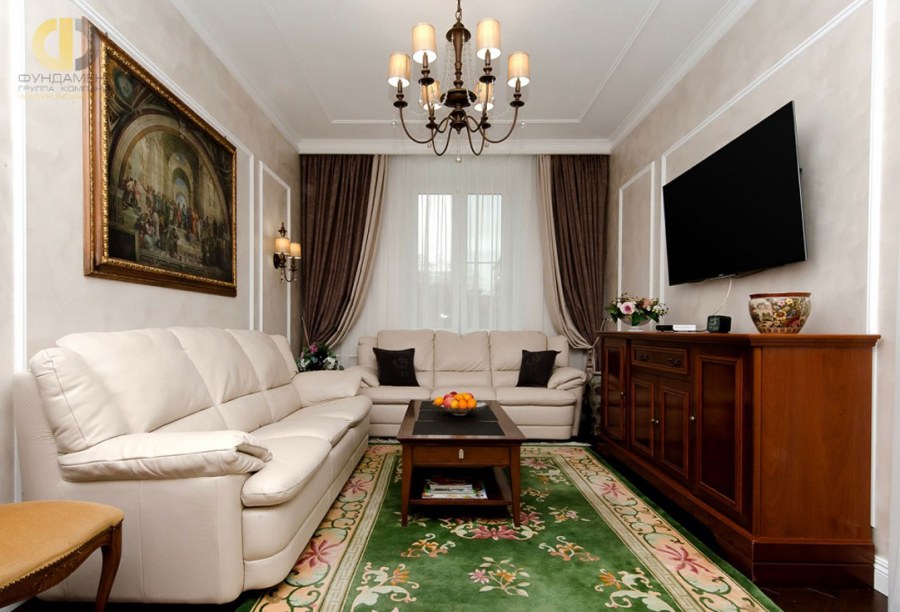 Гостиная 18 кв м в стиле Неоклассика