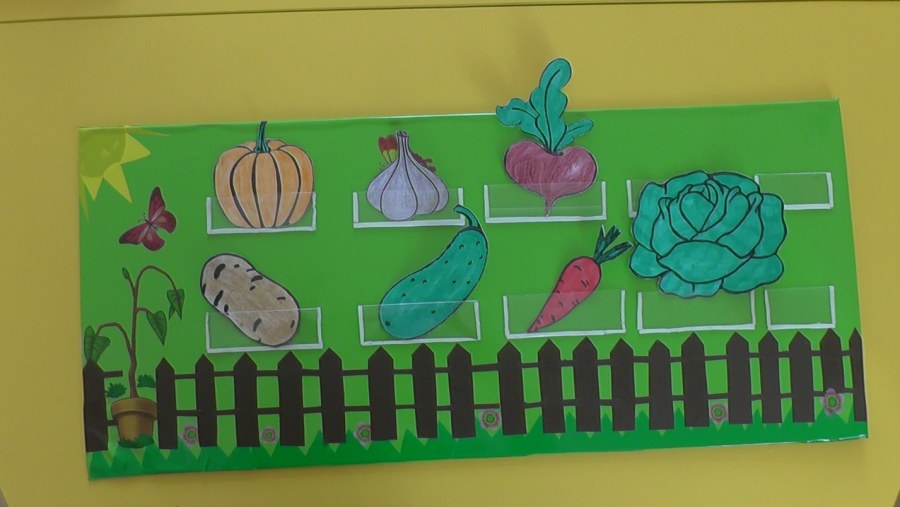 Грядка с овощами из фетра