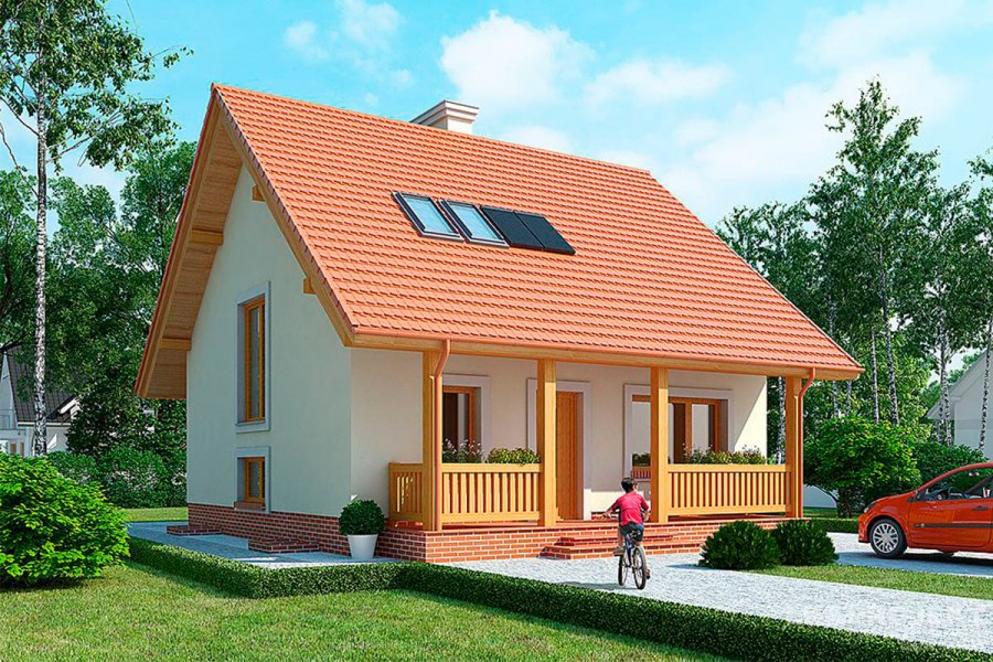 Одноэтажный дом с мансардоq