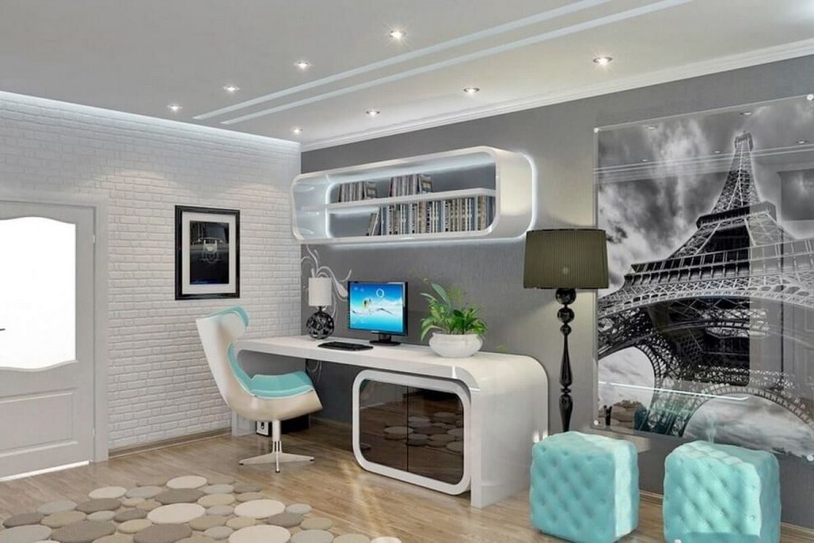 Интерьер в стиле ретрофутуризм