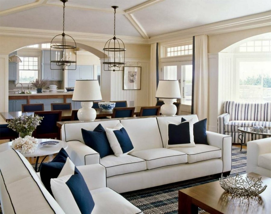 Морской стиль в интерьере гостиной