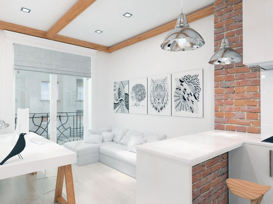 Квартира студия в скандинавском стиле