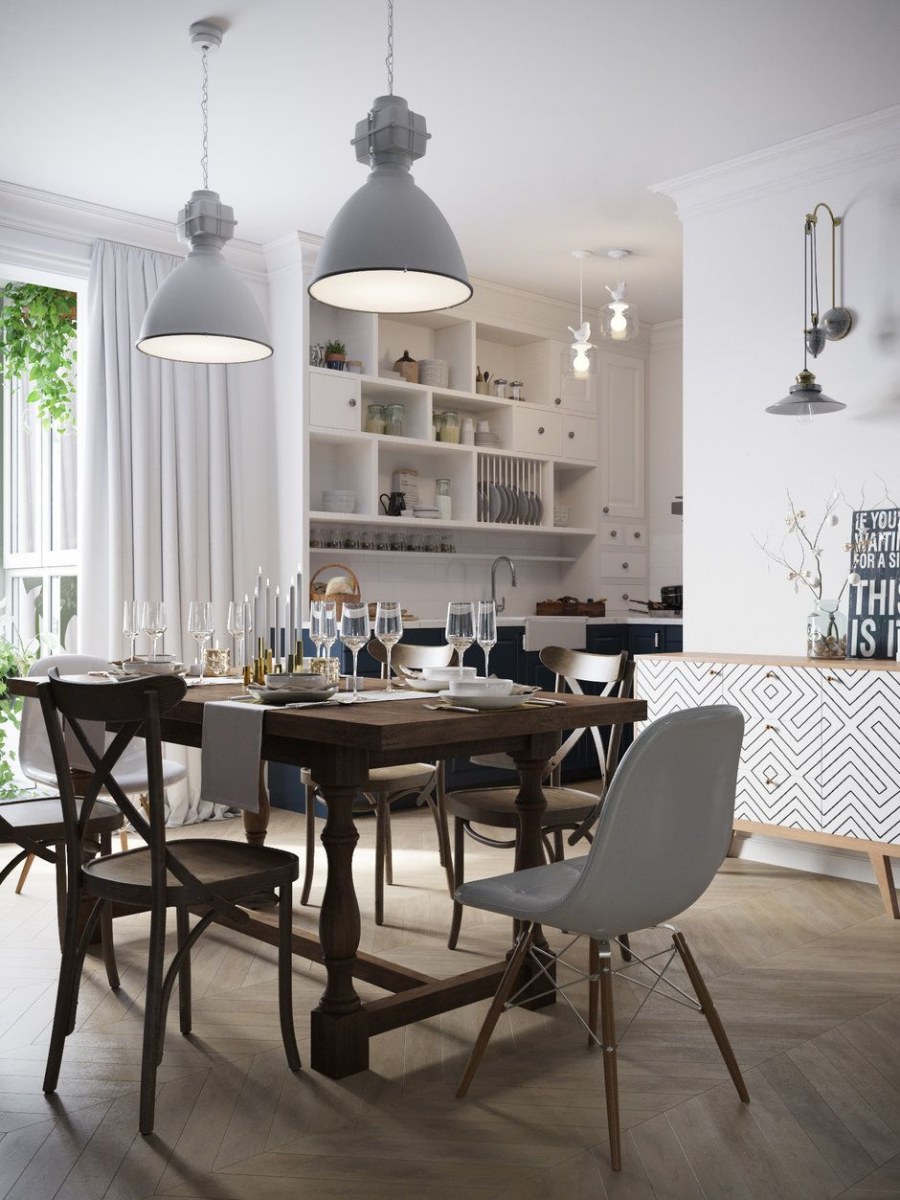 Кухня студия в скандинавском стиле