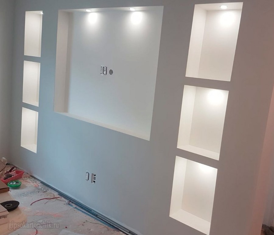 Ниша под телевизор из гипсокартона