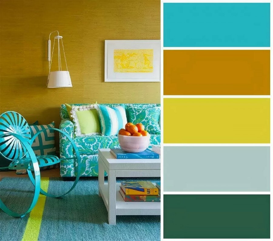 Сочетание цветов в интерьере гостиной