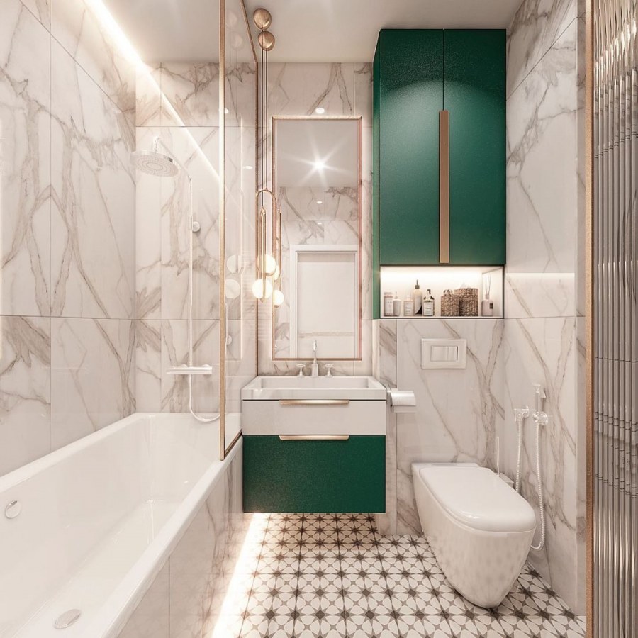 Дизайн узкого совмещенного санузла