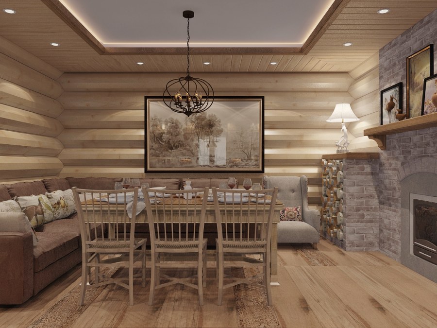 Имитация бревна в интерьере