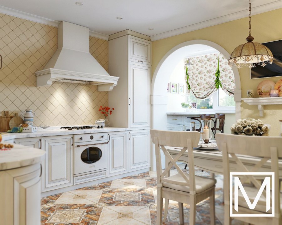 Кухня Кантри Прованс Неоклассика голубая