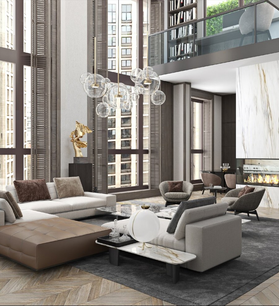 Двухэтажная квартира с панорамными окнами