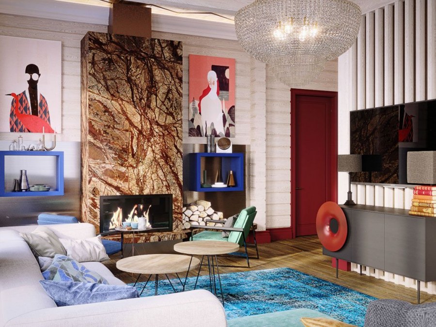 Интерьер гостиной в стиле ноу хау