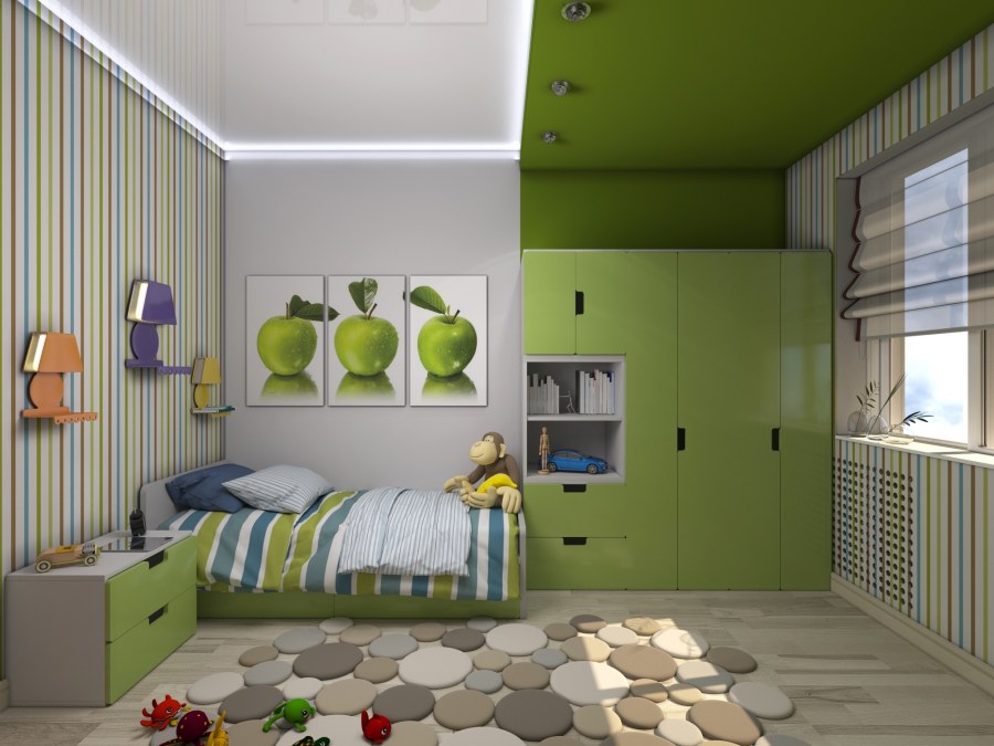 Детская комната в салатовых тонах